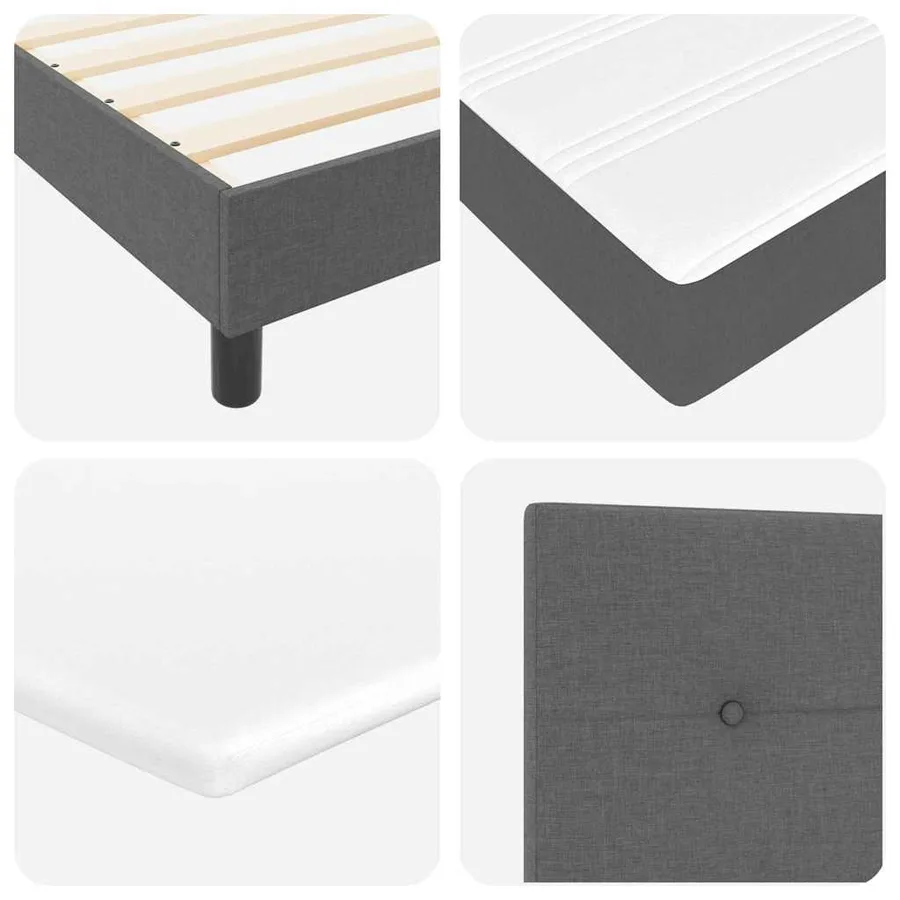 Lit à ressorts avec bandes LED Gris foncé 160 x 200 cm tissu - 11