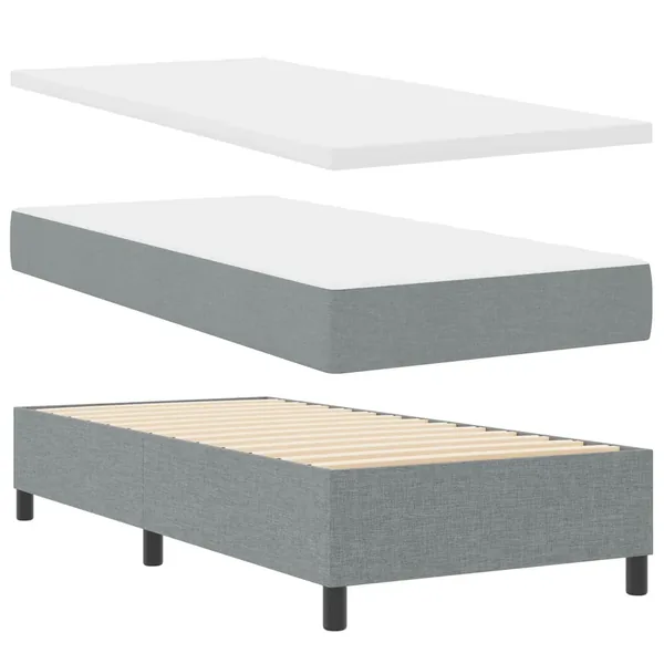 Lit à ressorts avec bandes LED Gris clair 90 x 200 cm tissu