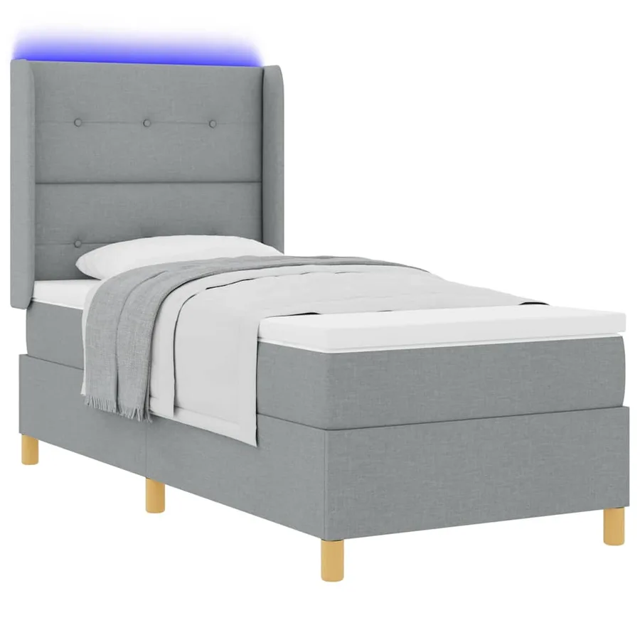 Lit à ressorts avec bandes LED Gris clair 90 x 200 cm tissu - 3