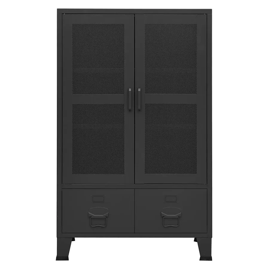 Coffre de rangement industriel Noir 70x40x115 cm Métal - 3