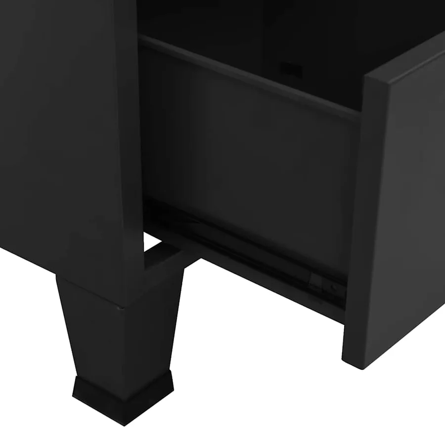 Coffre de rangement industriel Noir 70x40x115 cm Métal - 8