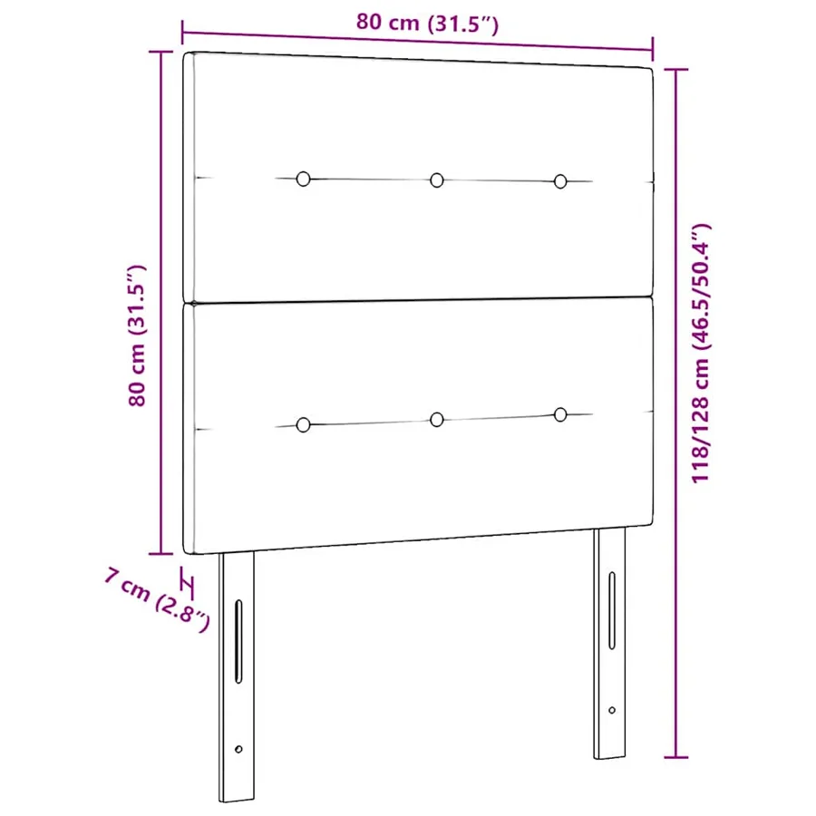 Tête de lit réglable en hauteur Crème 80 cm tissu - 9