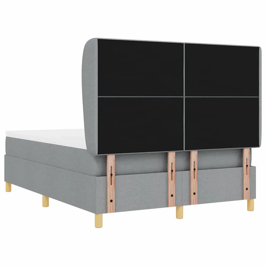 Lit à ressorts avec tête de lit Gris clair 200 x 160 cm tissu - 9