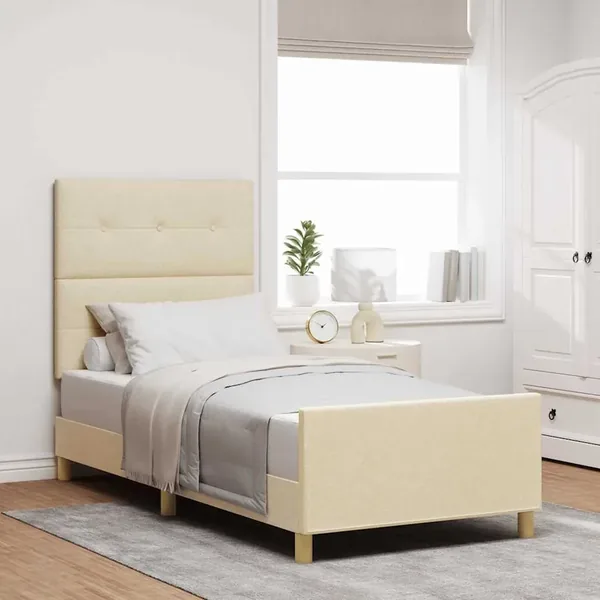 Cadre de lit avec tête de lit Crème 80 x 200 cm tissu
