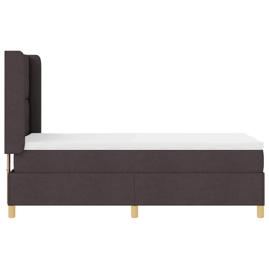 Lit à ressorts avec tête de lit Marron foncé 90 x 200 cm tissu - 7