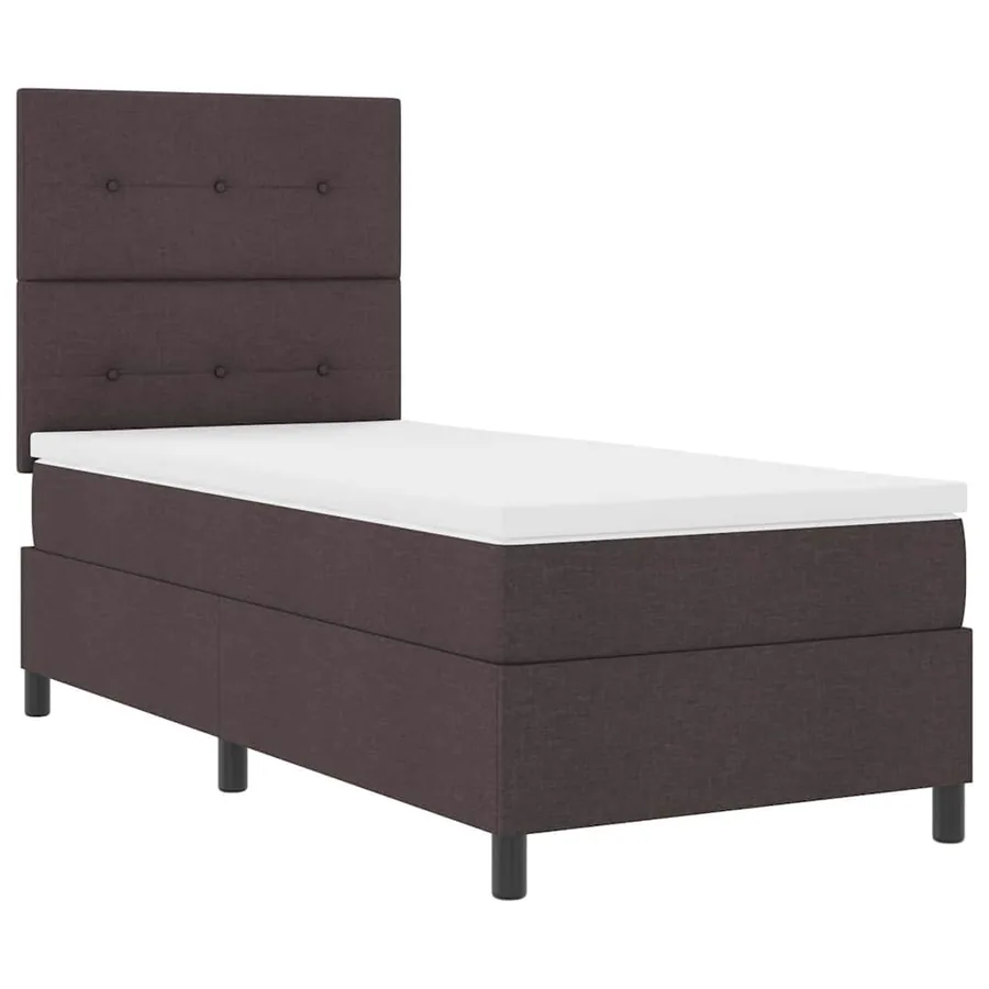 Lit à ressorts avec bandes LED Marron foncé 90 x 200 cm tissu - 6