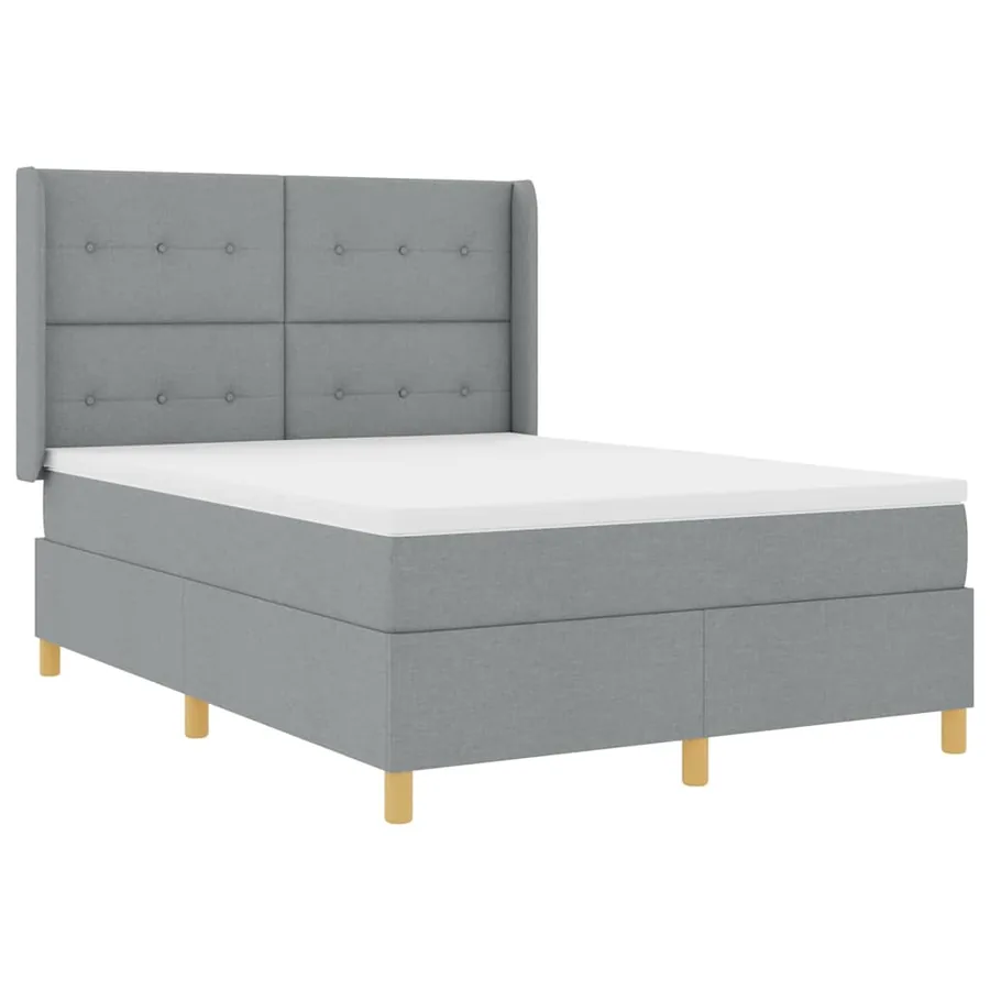 Lit à ressorts avec bandes LED Gris clair 160 x 200 cm tissu - 2