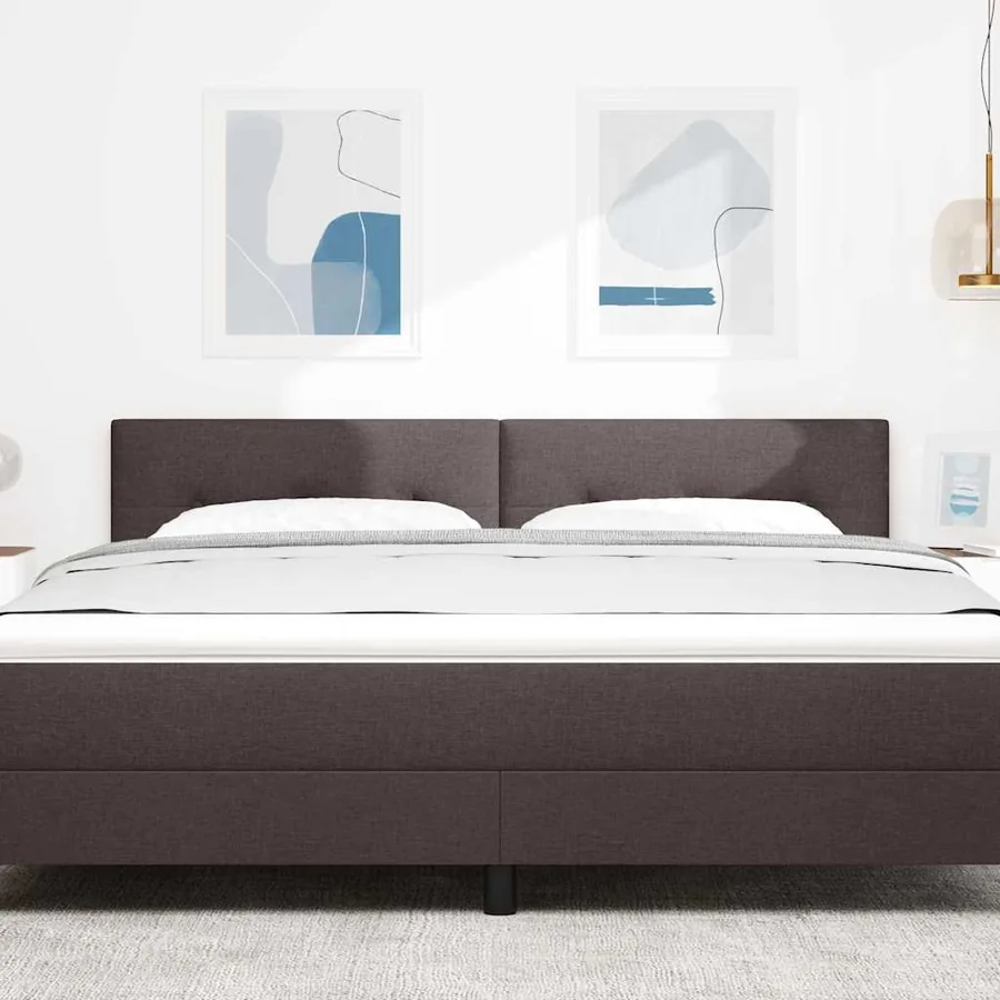 Tête de lit LED avec bandes LED Marron foncé 180 cm tissu - 3