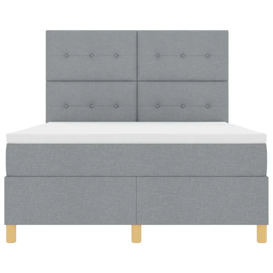 Lit à ressorts avec tête de lit Gris clair 160 x 200 cm tissu - 7