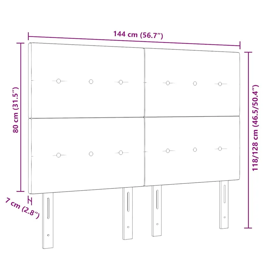 Tête de lit LED avec bandes LED Rose 144 cm Velours - 10