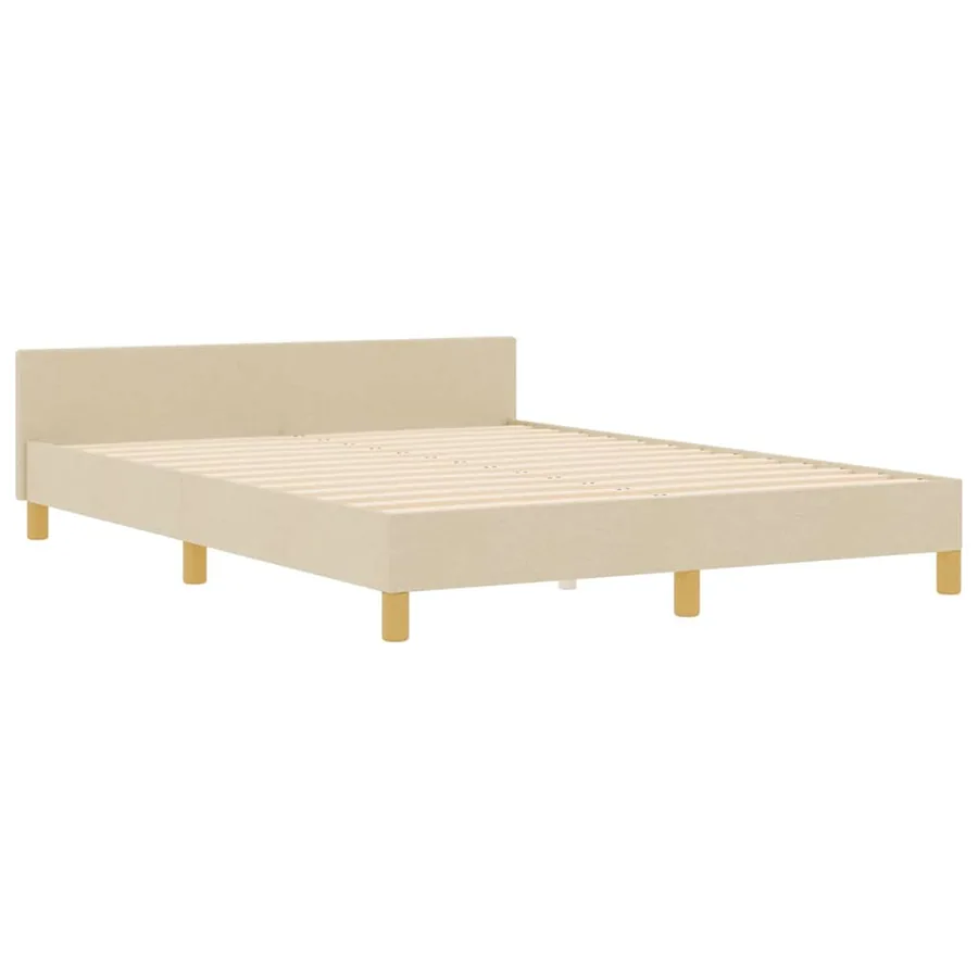 Cadre de lit avec tête de lit Crème 160 x 200 cm tissu - 4