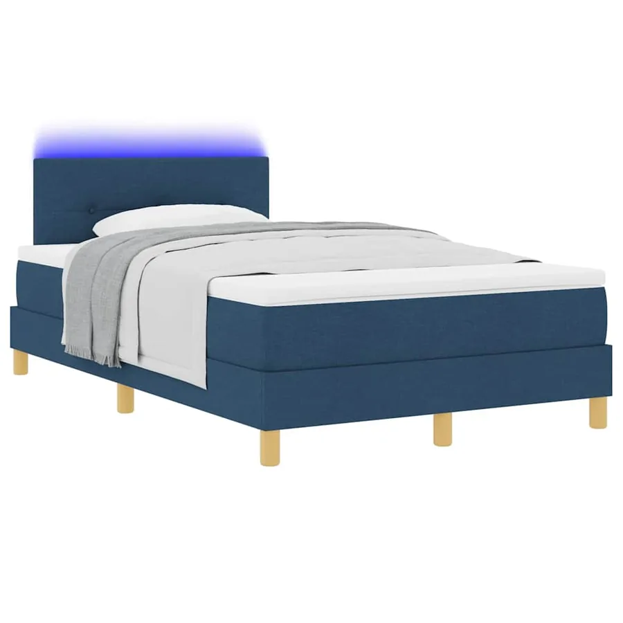 Lit à ressort LED avec bandes LED Bleu 120 x 190 cm tissu - 3