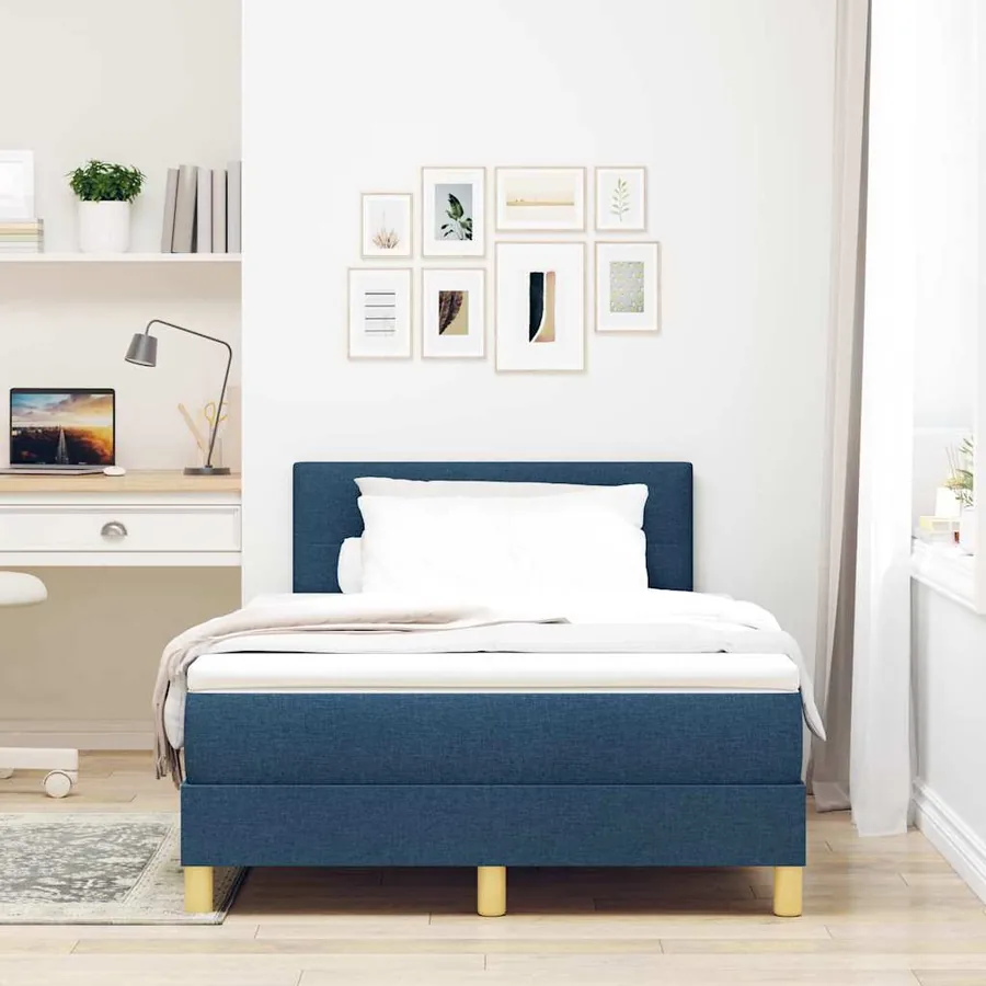 Lit à ressort LED avec bandes LED Bleu 120 x 190 cm tissu - 4