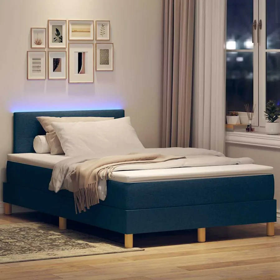 Lit à ressort LED avec bandes LED Bleu 120 x 190 cm tissu - 5