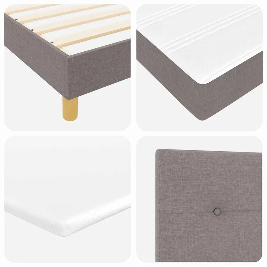 Lit à ressort LED avec bandes LED Taupe 160 x 200 cm tissu - 11
