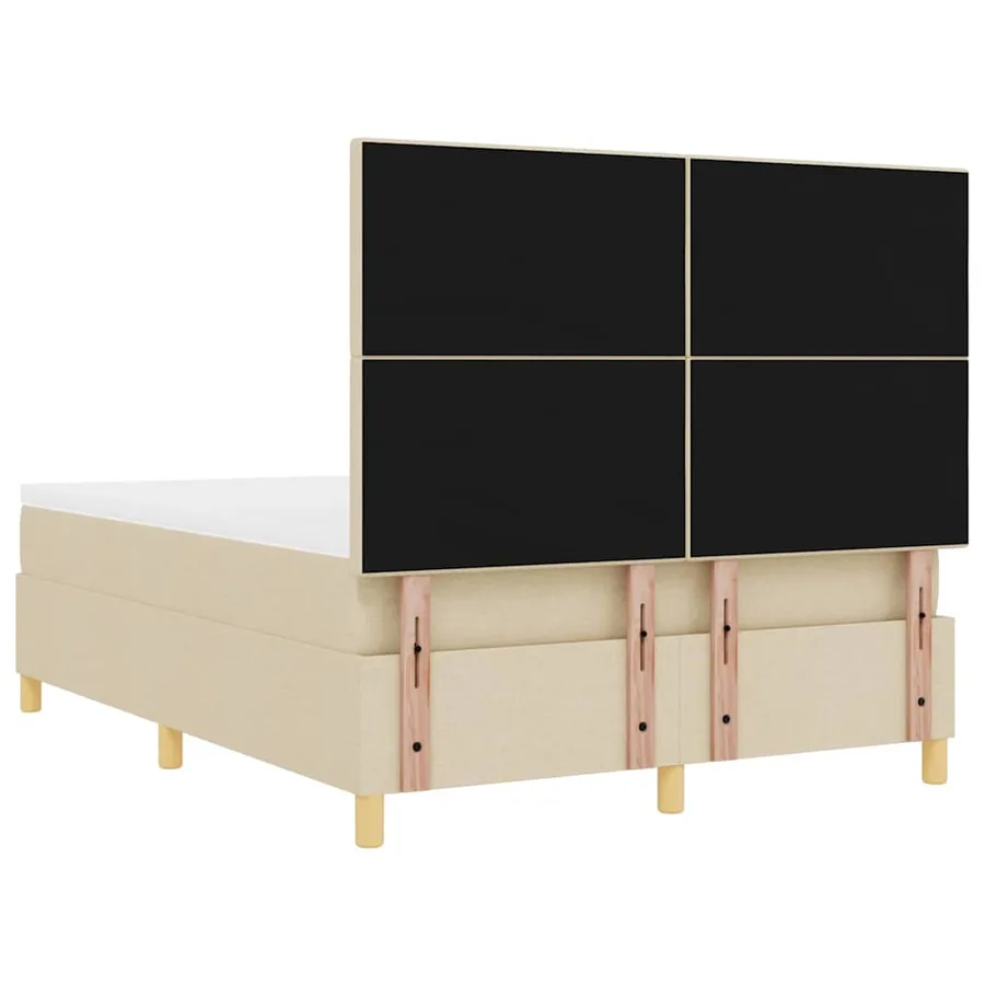 Lit à ressort LED avec tête de lit Crème 160 x 200 cm tissu - 10