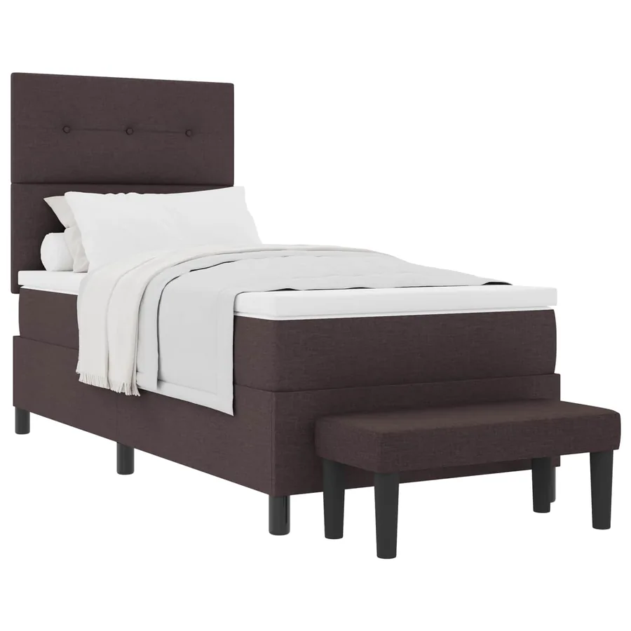 Lit à ressorts avec tête de lit Marron foncé 90 x 200 cm tissu - 2