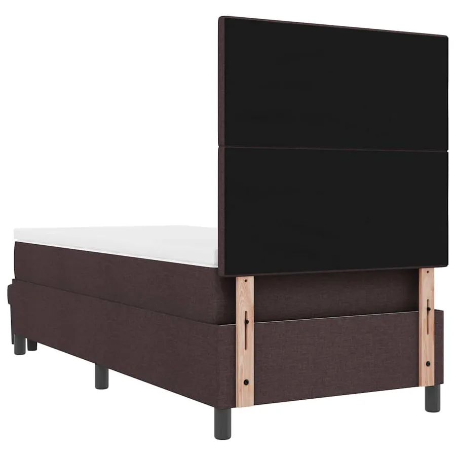 Lit à ressorts avec tête de lit Marron foncé 90 x 200 cm tissu - 8