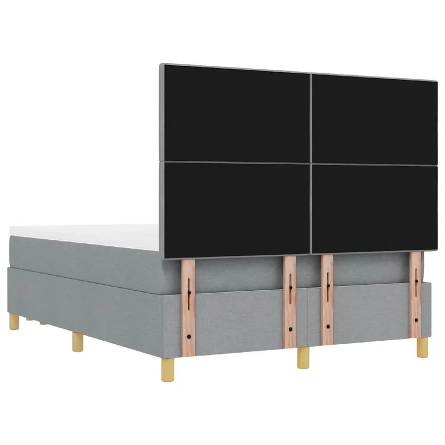 Lit à ressorts avec tête de lit Gris clair 200 x 160 cm tissu - 8