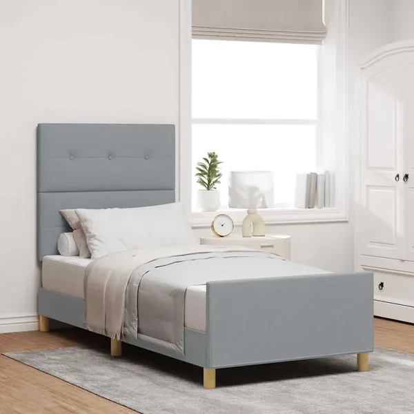 Cadre de lit avec tête de lit Gris clair 80 x 200 cm tissu