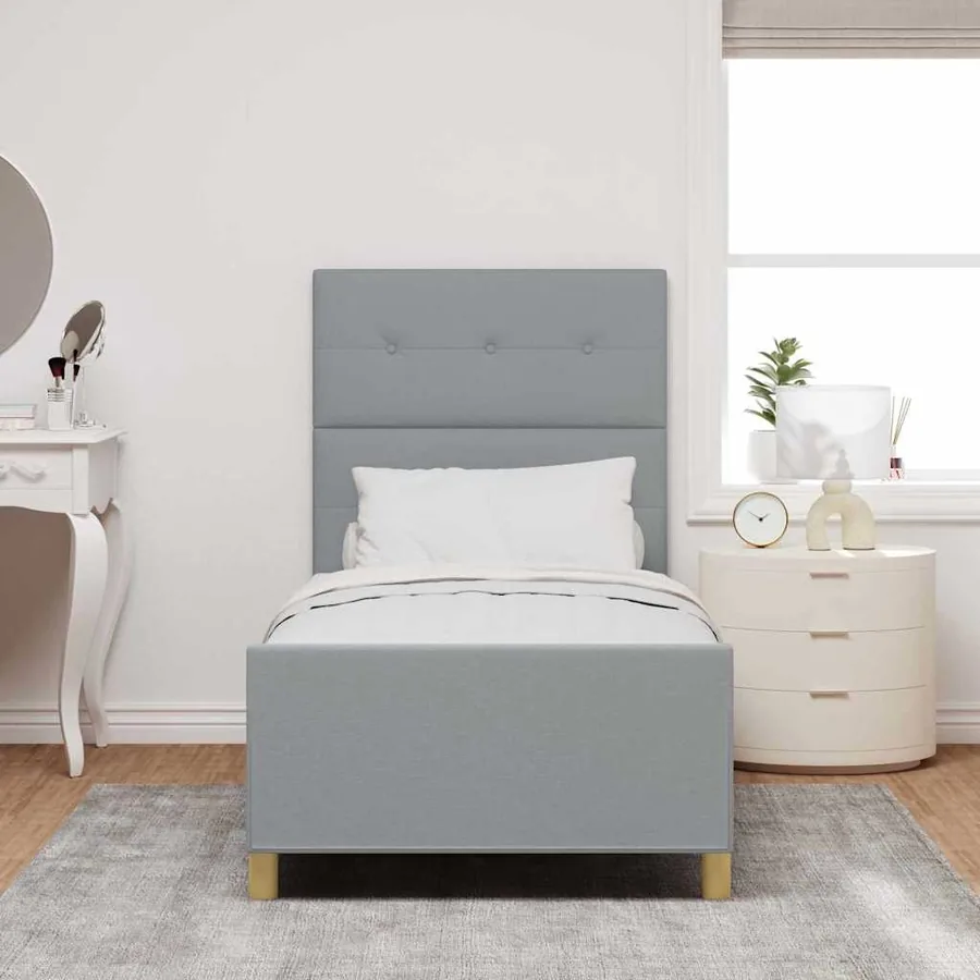 Cadre de lit avec tête de lit Gris clair 80 x 200 cm tissu - 3