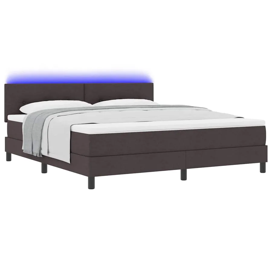 Lit à ressorts avec bandes LED Marron foncé 180 x 200 cm tissu - 3