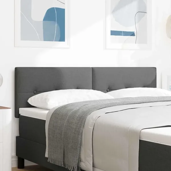 Tête de lit réglable en hauteur Gris foncé 144 cm tissu