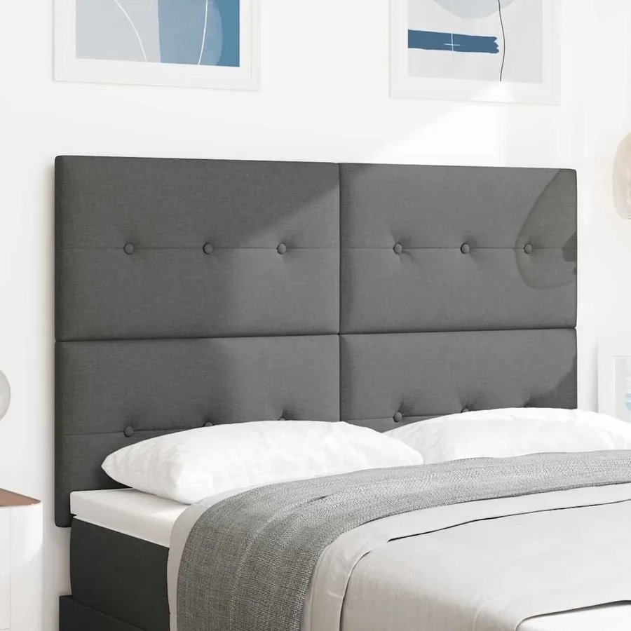 Tête de lit réglable en hauteur Gris foncé 144 cm tissu