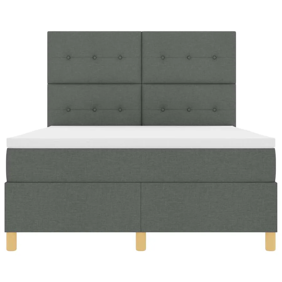 Lit à ressorts avec tête de lit Gris foncé 140 x 200 cm tissu - 7