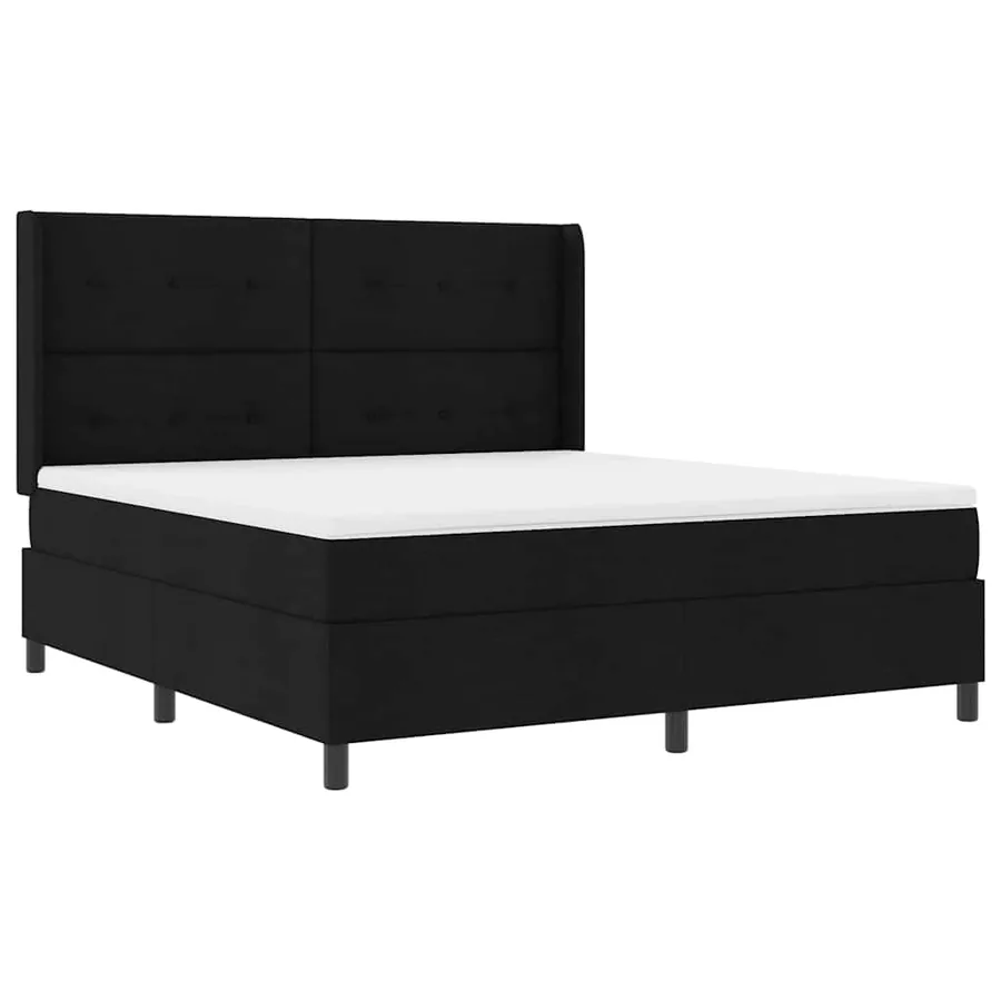 Lit à ressort LED avec tête de lit Noir 180 x 200 cm tissu - 2