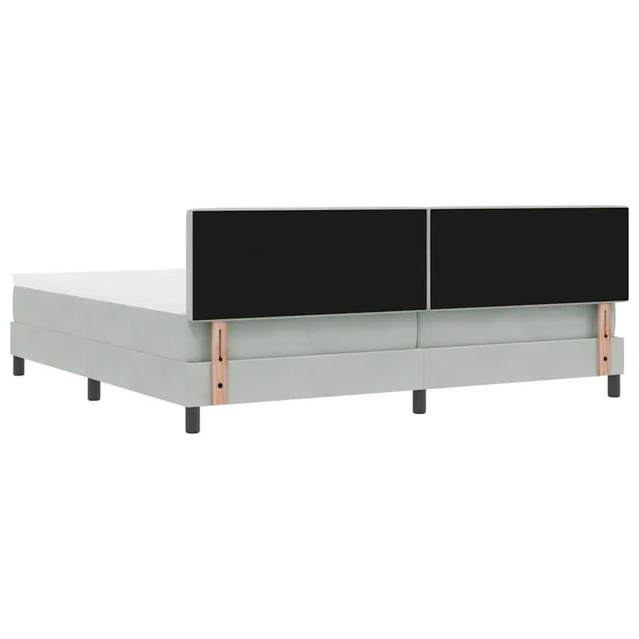 Lit à ressort LED Gris clair 200 x 200 cm Velours - 8