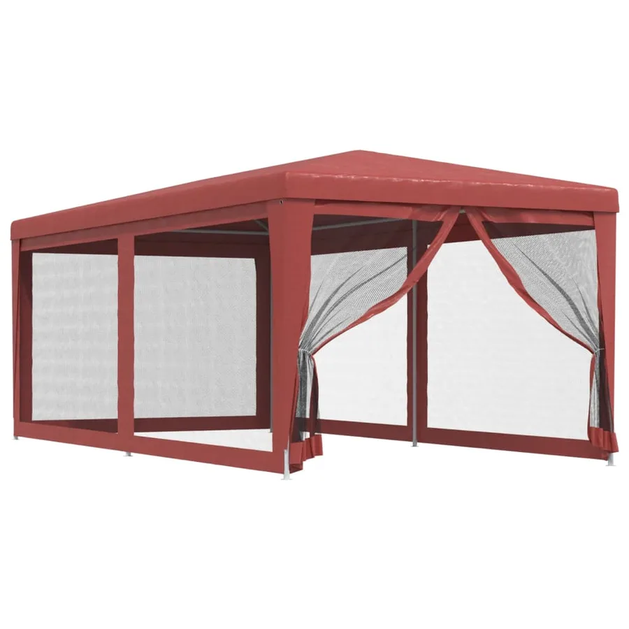 Tente de fête avec 6 parois latérales en maille Rouge 3x6m PEHD - 2