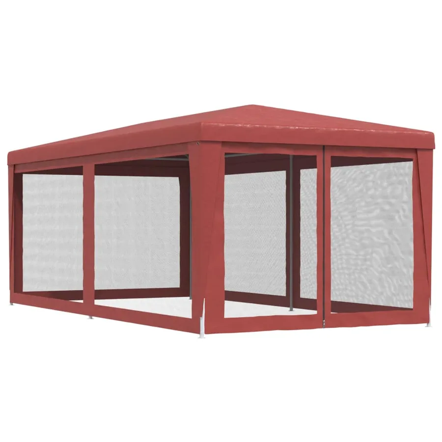 Tente de fête avec 6 parois latérales en maille Rouge 3x6m PEHD - 5