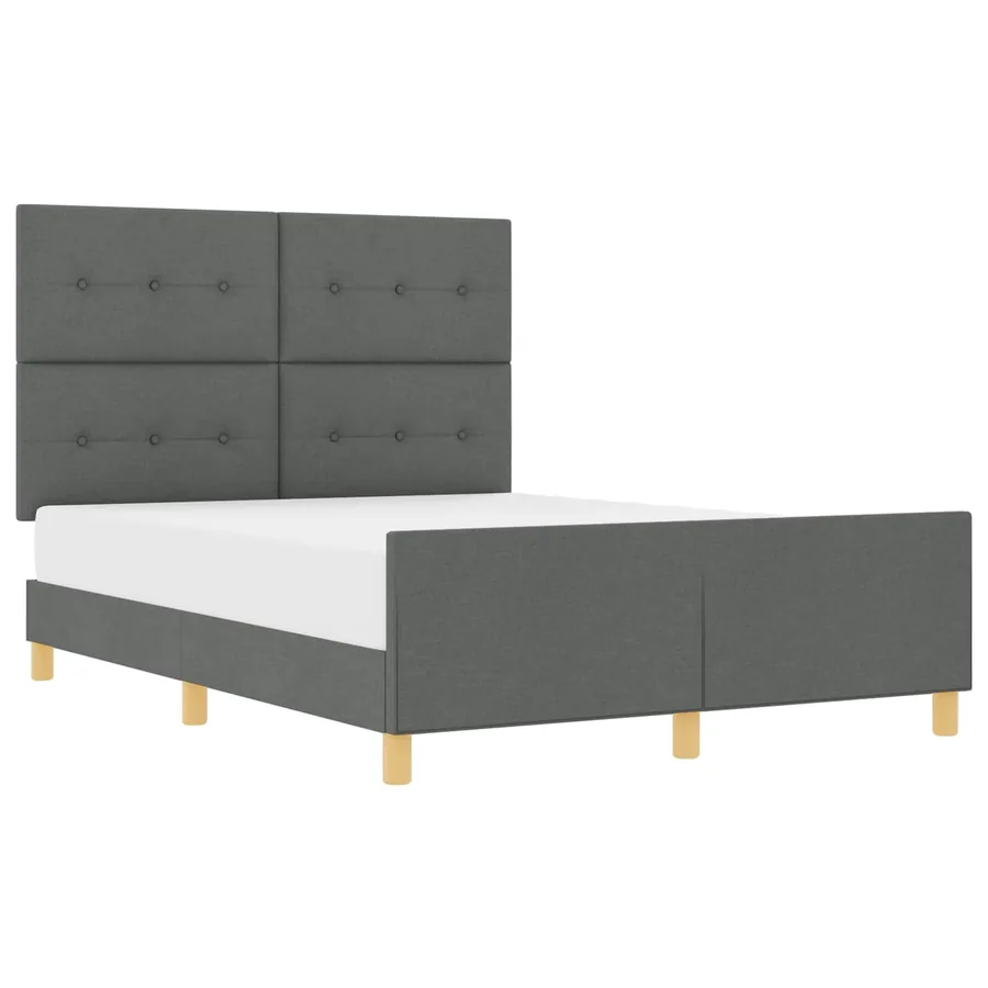 Cadre de lit avec tête de lit Gris foncé 140 x 200 cm tissu - 2
