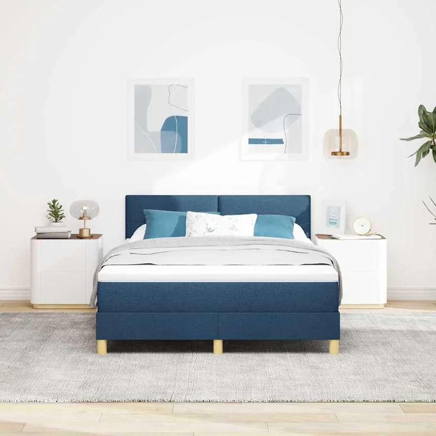 Lit à ressort LED avec bandes LED Bleu 140 x 200 cm tissu - 4