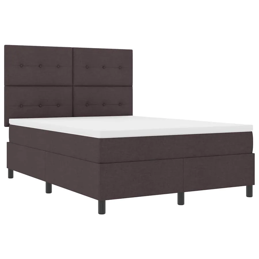 Lit à ressorts avec bandes LED Marron foncé 160 x 200 cm tissu - 6
