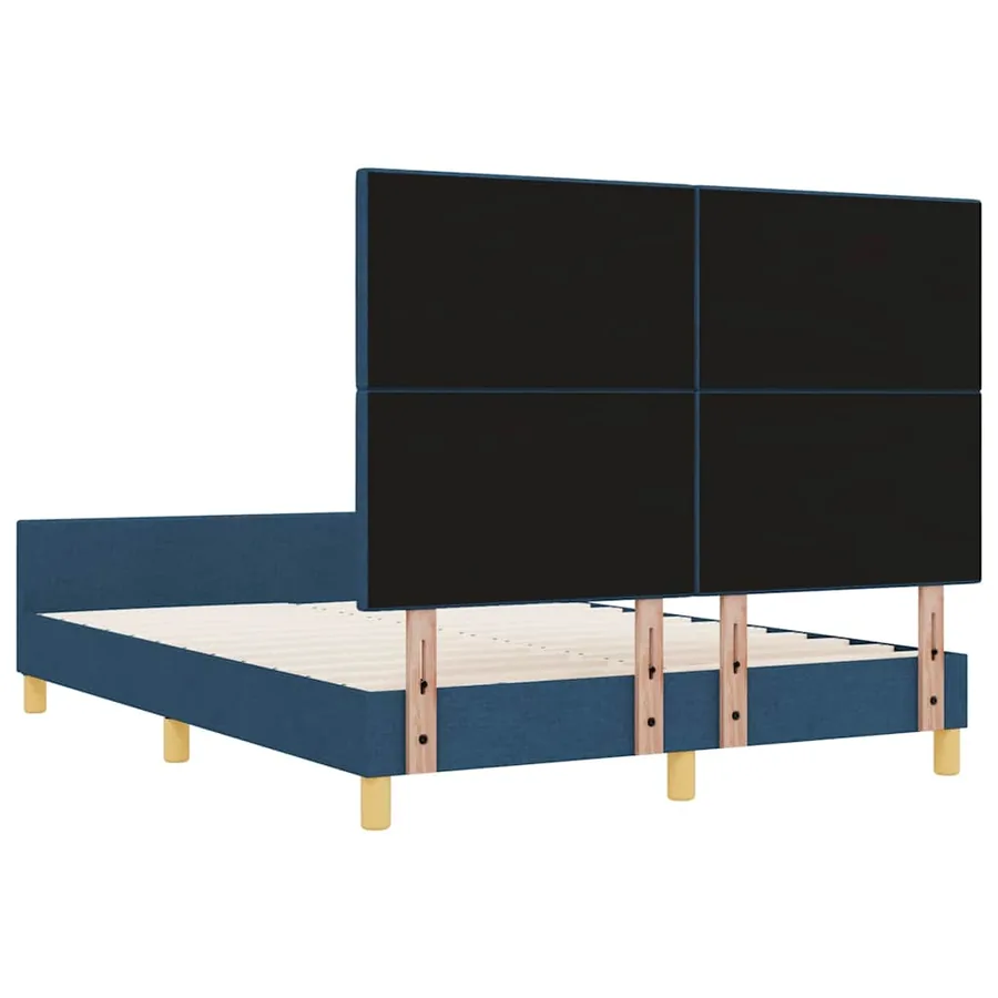 Cadre de lit avec tête de lit Bleu 140 x 190 cm tissu - 9