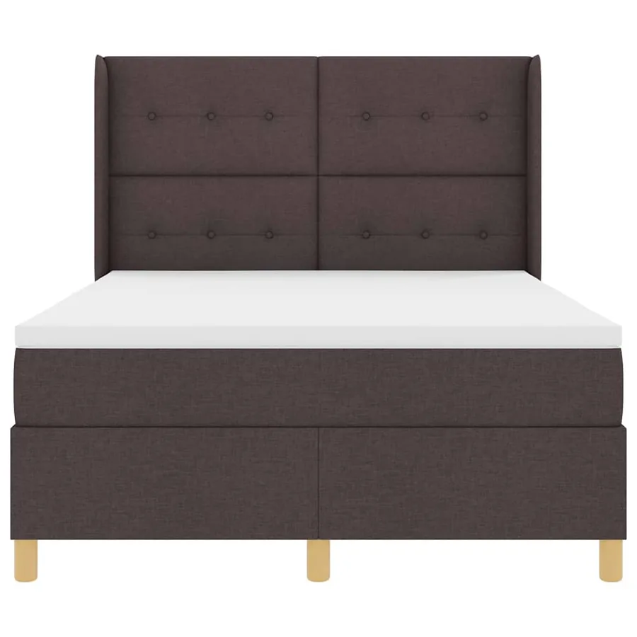 Lit à ressorts avec tête de lit Marron foncé 160 x 200 cm tissu - 6