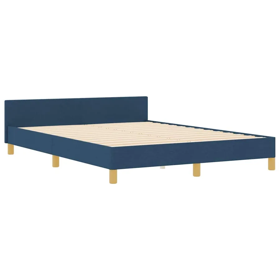 Cadre de lit avec tête de lit Bleu 140 x 200 cm tissu - 4
