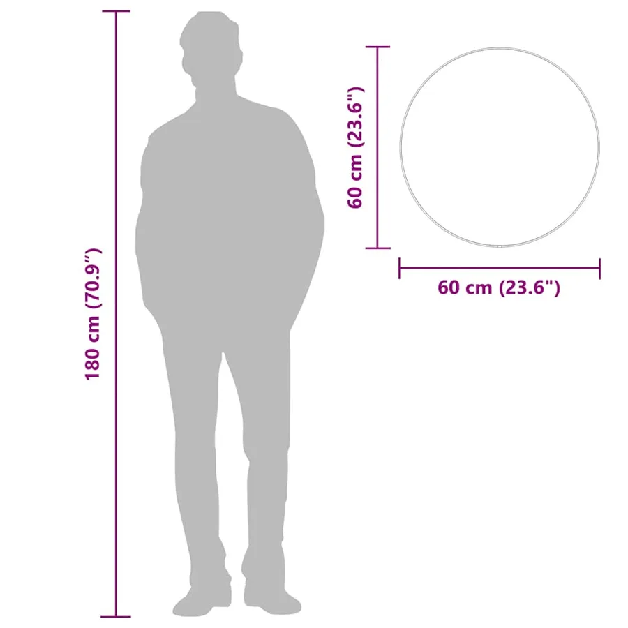 Miroir mural Argenté Ø 60 cm Rond - 7