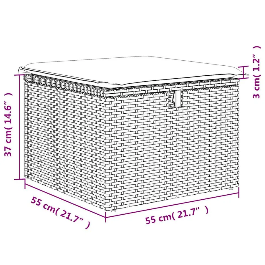 Ensemble de canapé de jardin 8 pcs avec coussins marron résine tressée - 18