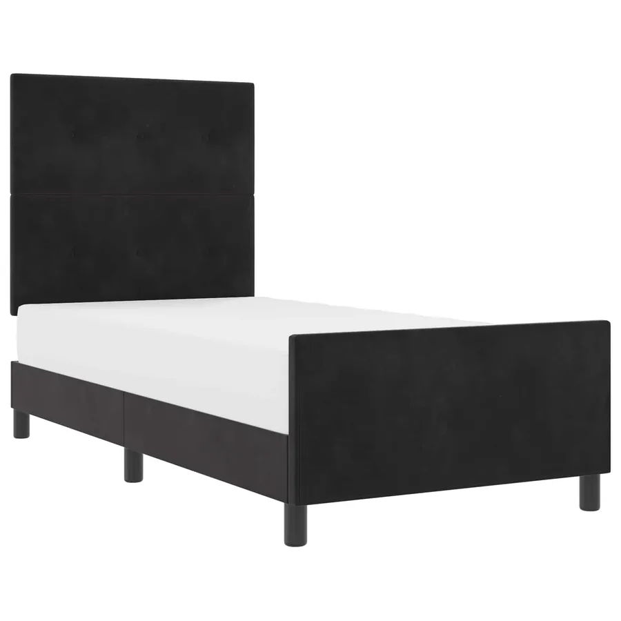 Lit à ressorts avec tête de lit Noir 90 x 190 cm Velours - 2