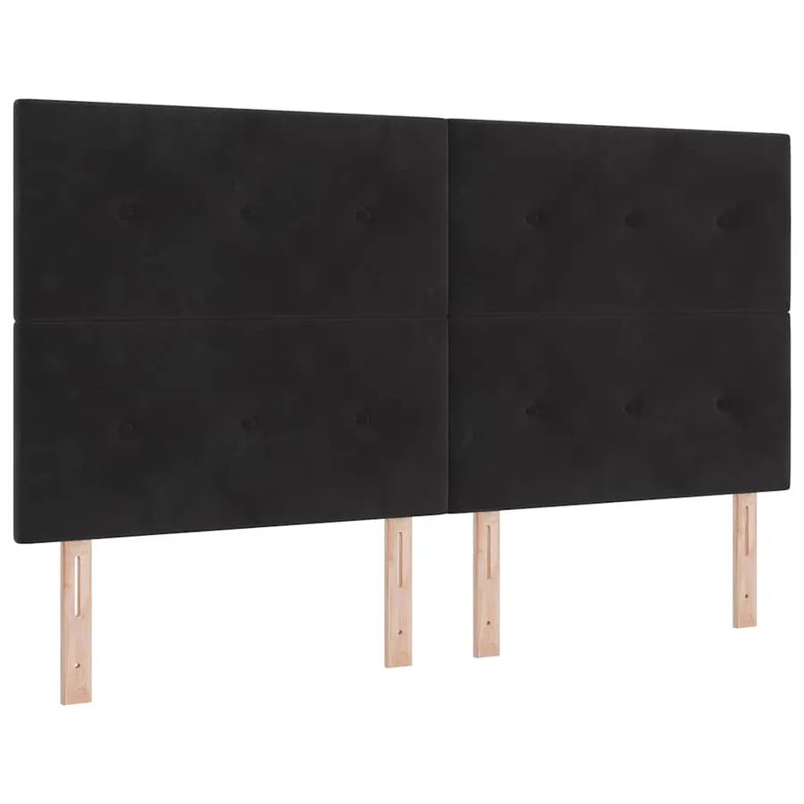 Lit à ressorts avec tête de lit Noir 200 x 180 cm Velours - 6