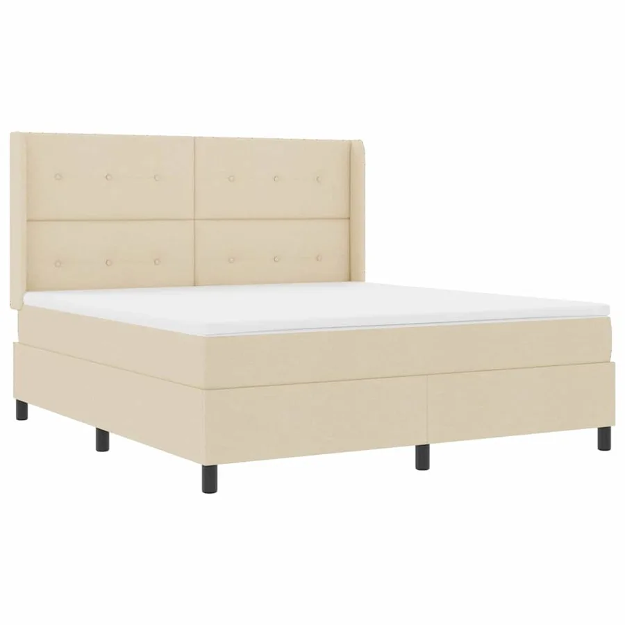 Lit à ressorts avec coussin Crème 200 x 180 cm tissu - 4