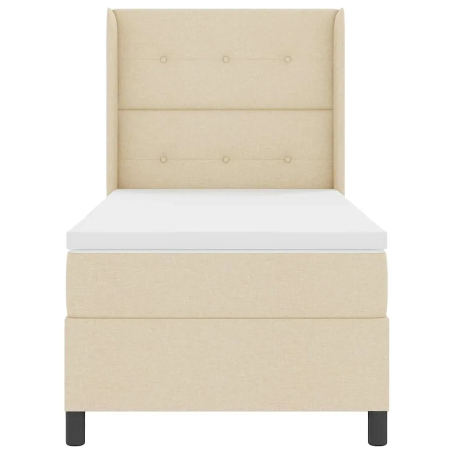 Lit à ressorts avec coussin Crème 190 x 90 cm tissu - 7
