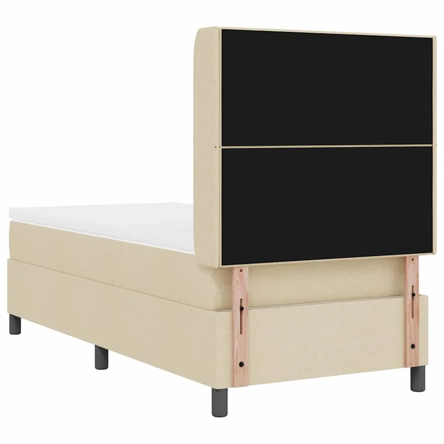 Lit à ressorts avec coussin Crème 190 x 90 cm tissu - 9