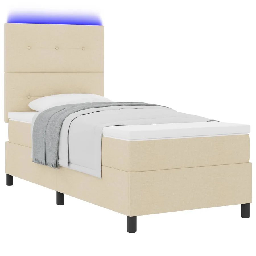 Lit à ressorts avec bandes LED Crème 90 x 190 cm tissu - 2
