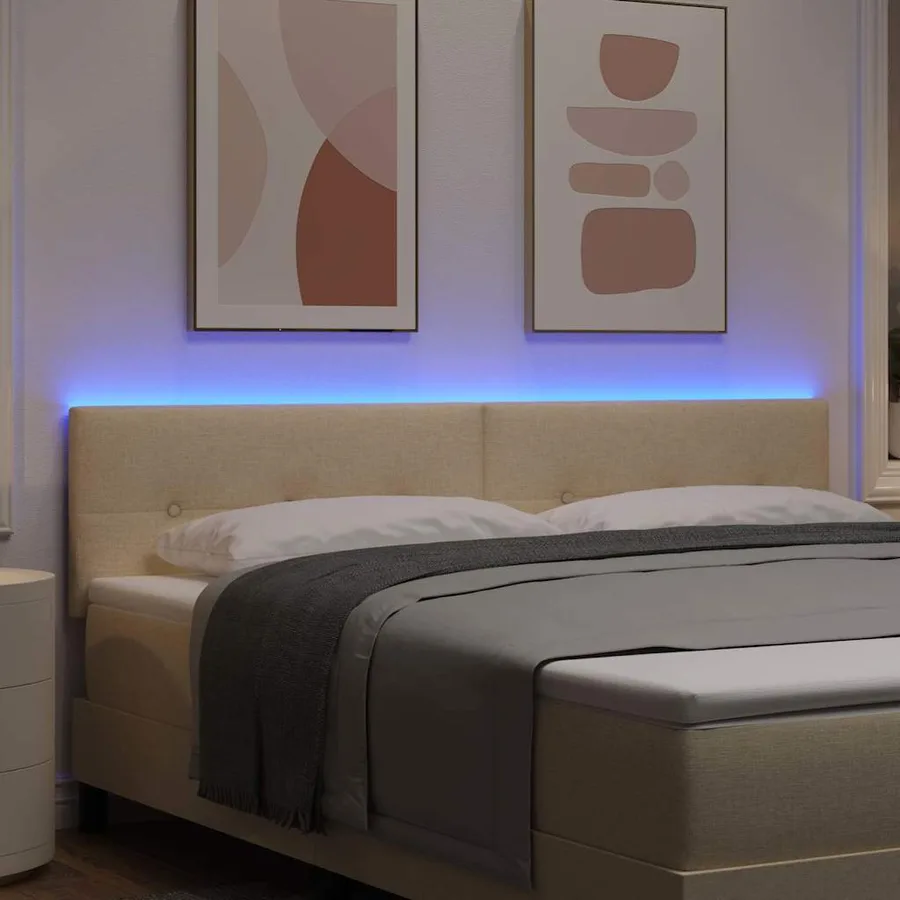Tête de lit LED avec bandes LED Crème 180 cm tissu - 4