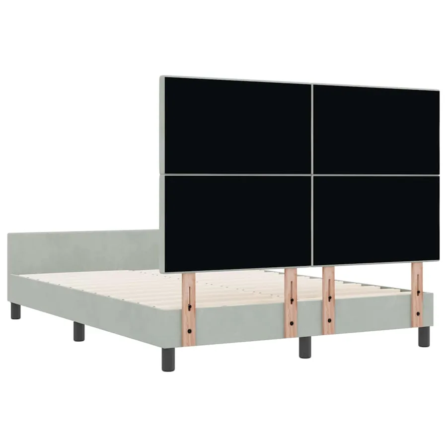 Lit à ressorts avec tête de lit Gris clair 160 x 200 cm Velours - 9