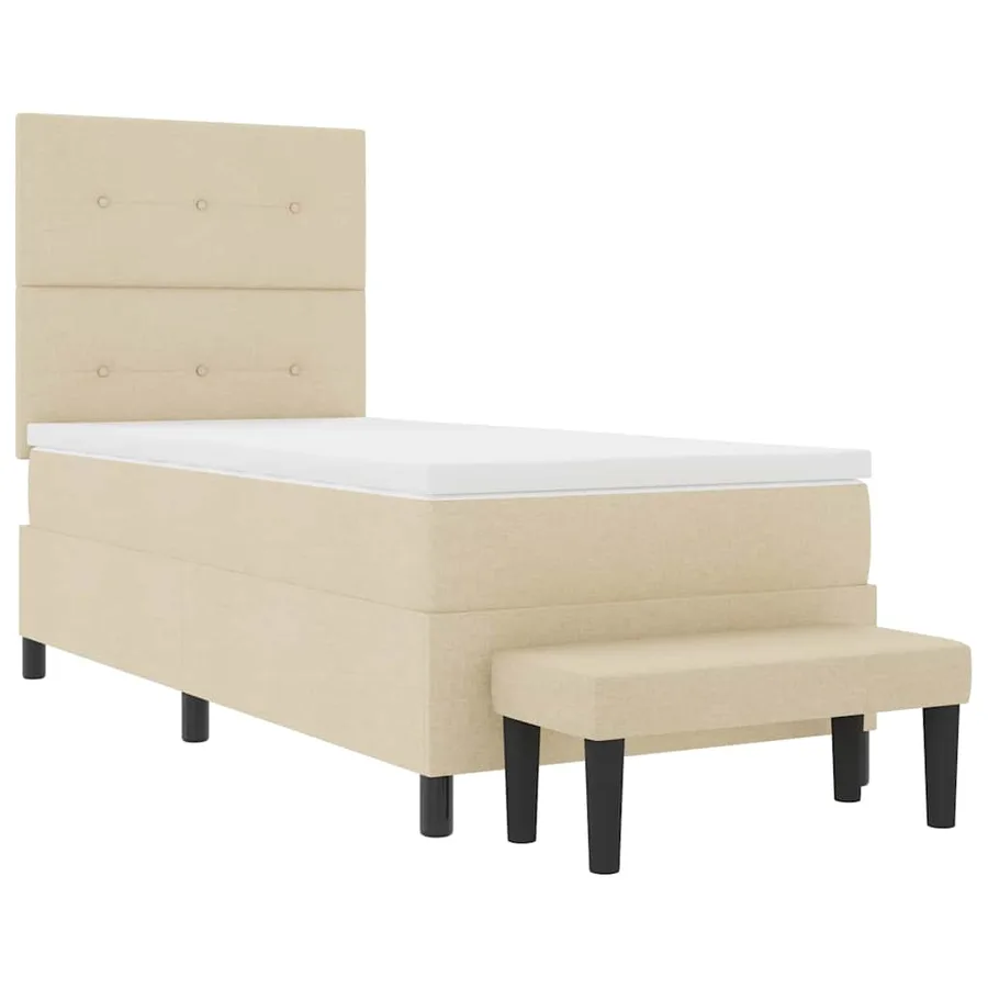 Lit à ressorts avec tête de lit Crème 90 x 200 cm tissu - 7